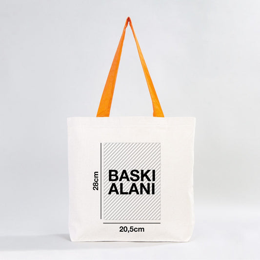Kanvas Plaj Çantası Turuncu Kulp 48x41x10 cm (Özelleştirilebilir) - istecanta.com