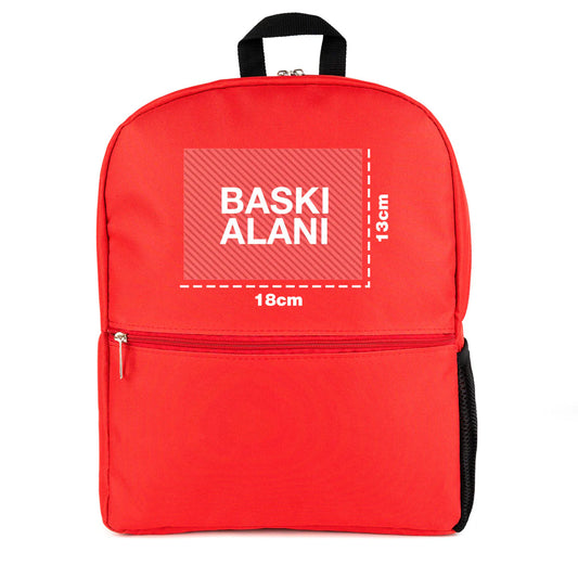 Okul Öğrenci Çanta Seti Sırt Çantası Beslenme Çantası Kalemlik Kırmızı (Özelleştirilebilir)
