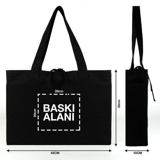 Siyah Large City Çanta - 45x35x10cm (Özelleştirilebilir)