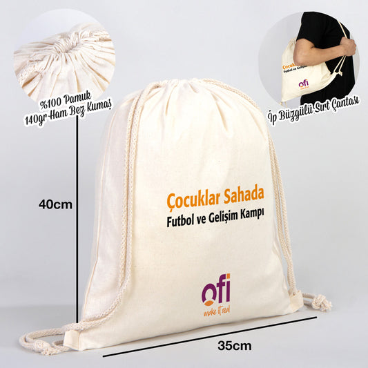 Büzgülü Bez Sırt Çantası 35x40 cm (Özelleştirilebilir) - istecanta.com