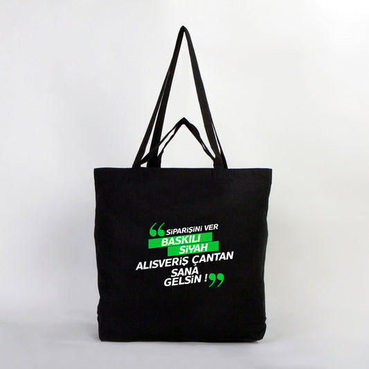 Ham Bez Alışveriş - Market Çantası Siyah 48x41x10 cm (Özelleştirilebilir) - istecanta.com