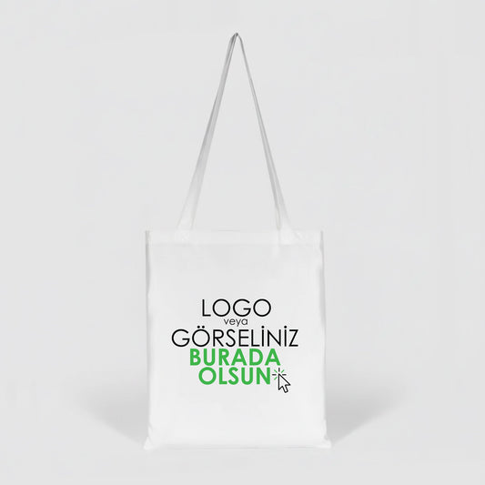 Toptan Logo Baskılı Mikro Polyester Çanta – Beyaz Promosyon Omuz Çantası