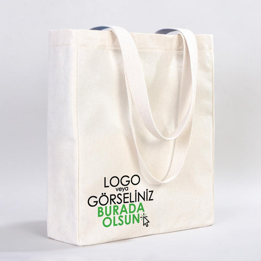 Tam Körüklü Kanvas Çanta - 35x40x10 cm - Örgü Kulp (Özelleştirilebilir) - istecanta.com