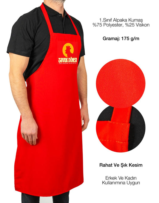 Baskılı Mutfak Önlüğü - Kırmızı - istecanta.com