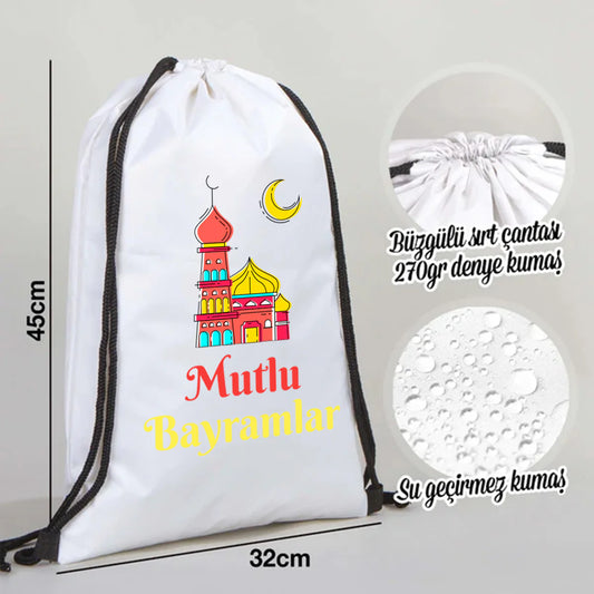 32x45 cm Beyaz İmperteks Sırt Çantası - Bayram Çantam - detay görünüm