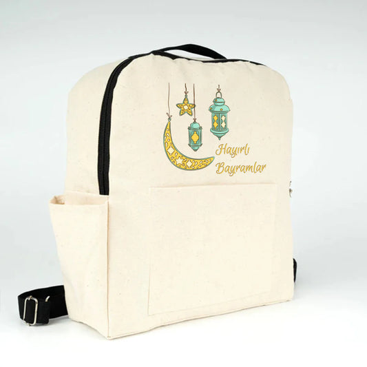 25x32x10 cm VIP Kanvas Sırt Modeli Ön Yan Cepli Siyah - Bayram Çantası - detay görünüm