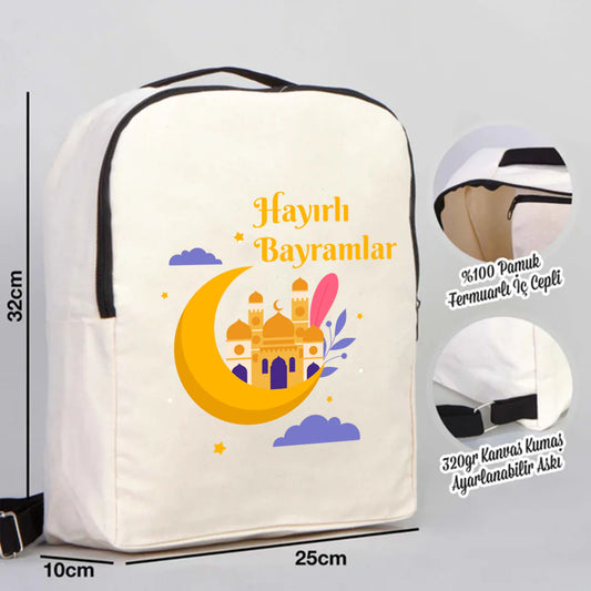 25x32x10 cm Siyah Renk VIP Kanvas Sırt Modeli - Bayram Çantası - detay görünüm