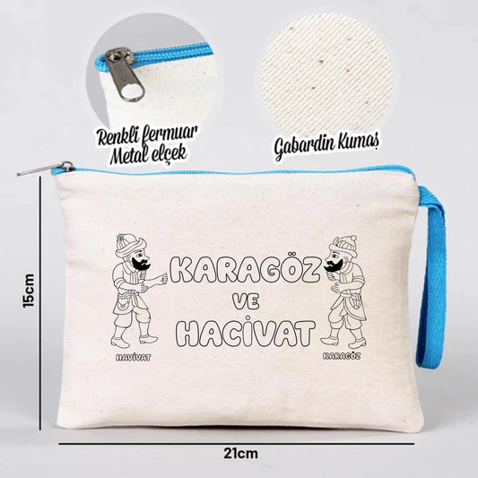 Boyanabilir 21x15 cm Turkuaz Fermuar Clutch - Bayram Cüzdanı - detay görünüm