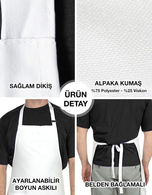 Beyaz Baskısız Mutfak Önlüğü