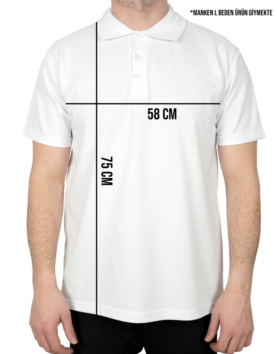 Polo Yaka Beyaz Tişört - Dijital Baskılı - istecanta.com