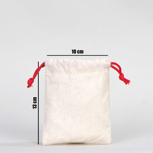 Bez Kese 10x13 cm - Renkli İp - Kırmızı - istecanta.com