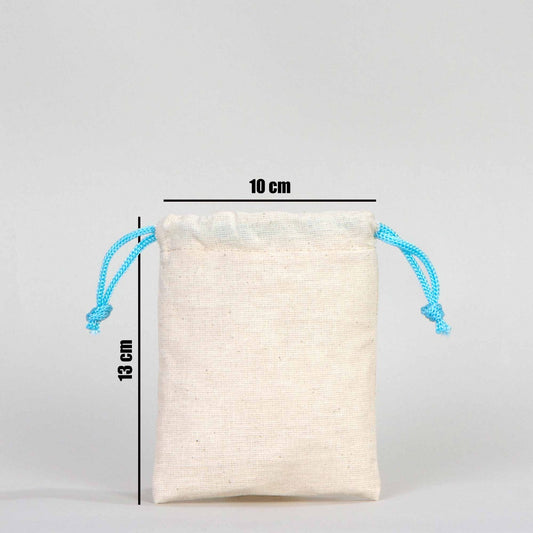 Bez Kese 10x13 cm - Renkli İp - Turkuaz - istecanta.com