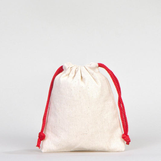 Bez Kese 10x13 cm - Renkli İp - Kırmızı - istecanta.com