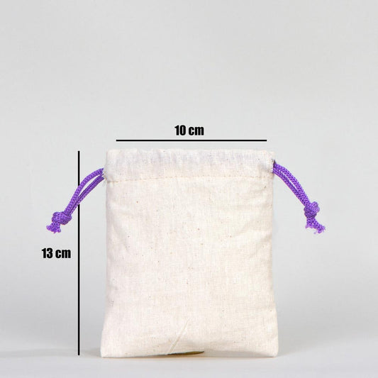 Bez Kese 10x13 cm - Renkli İp - Mor - istecanta.com