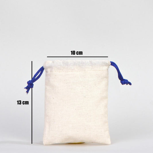 Bez Kese 10x13 cm - Renkli İp - Saks Mavi - istecanta.com