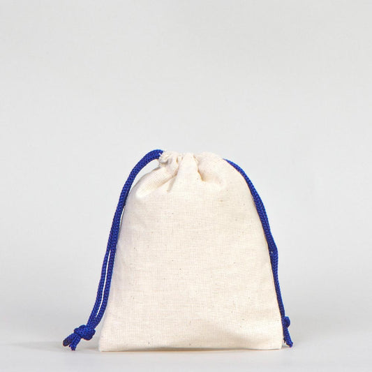 Bez Kese 10x13 cm - Renkli İp - Saks Mavi - istecanta.com