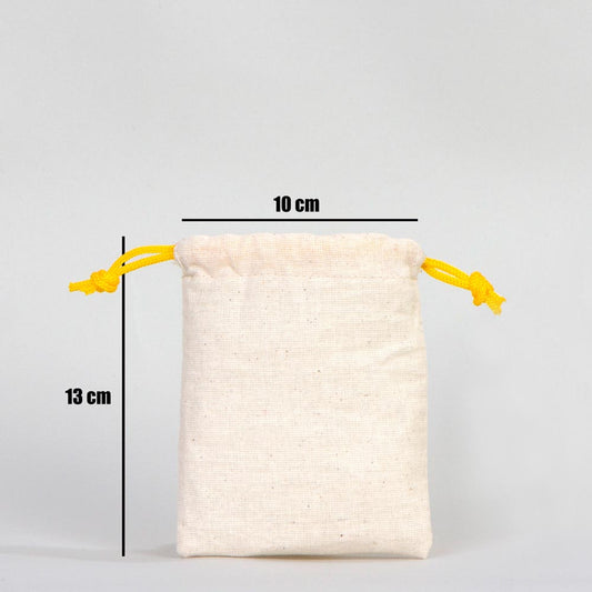 Bez Kese 10x13 cm - Renkli İp - Sarı - istecanta.com