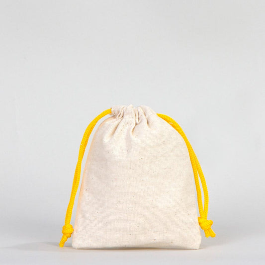 Bez Kese 10x13 cm - Renkli İp - Sarı - istecanta.com