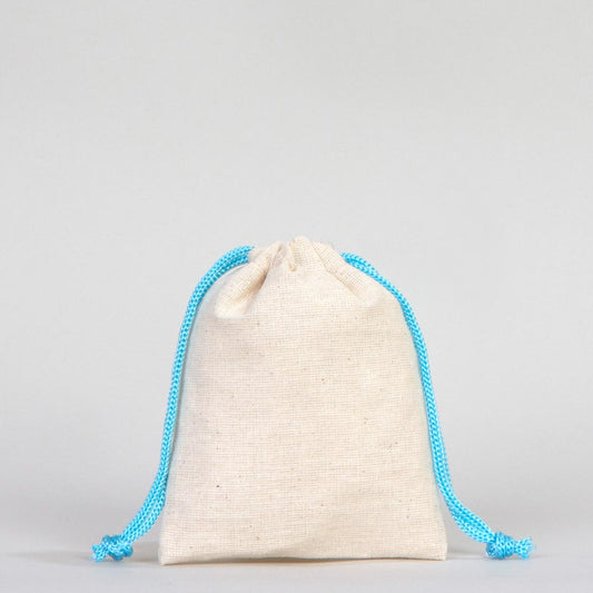 Bez Kese 10x13 cm - Renkli İp - Turkuaz - istecanta.com