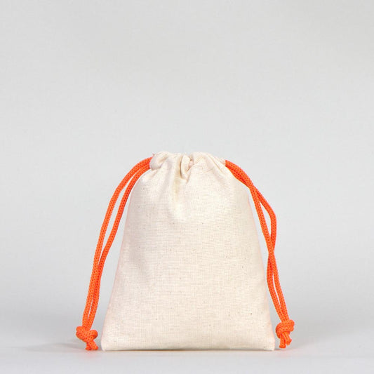 Bez Kese 10x13 cm - Renkli İp - Turuncu - istecanta.com