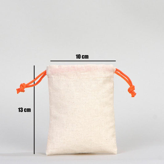 Bez Kese 10x13 cm - Renkli İp - Turuncu - istecanta.com