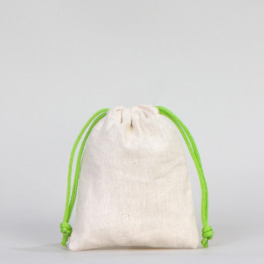 Bez Kese 10x13 cm - Renkli İp - Yeşil - istecanta.com