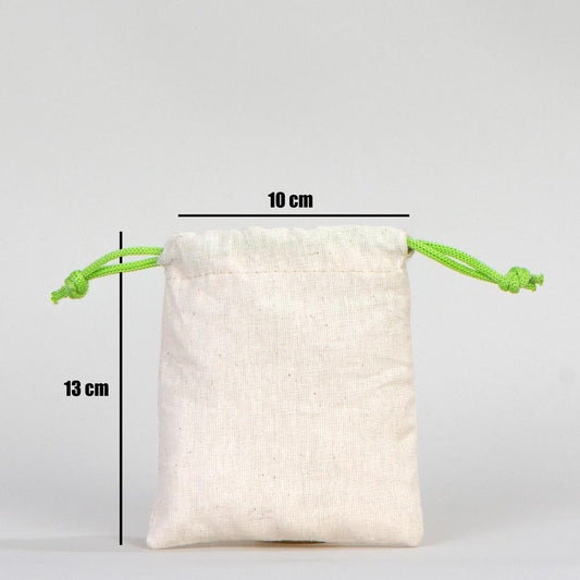 Bez Kese 10x13 cm - Renkli İp - Yeşil - istecanta.com