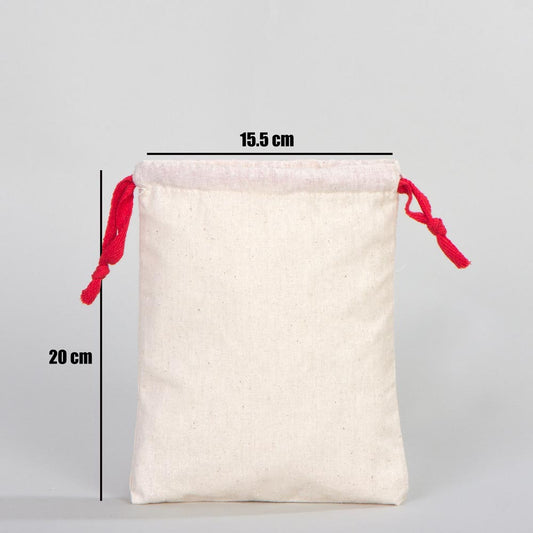 Bez Kese 15,5x20 cm - Renkli İp - Kırmızı - istecanta.com