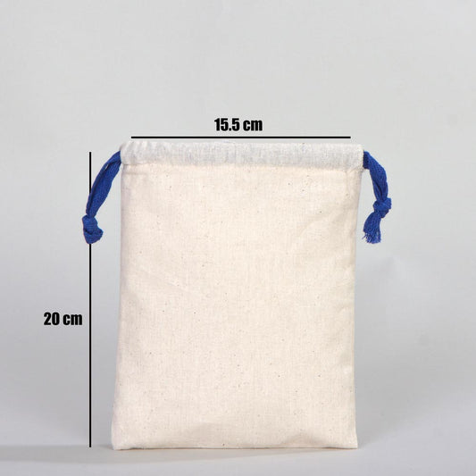Bez Kese 15,5x20 cm - Renkli İp - Saks Mavi - istecanta.com