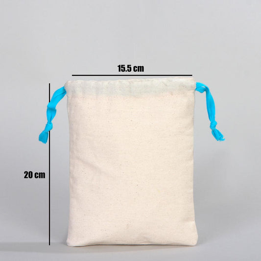 Bez Kese 15,5x20 cm - Renkli İp - Turkuaz - istecanta.com