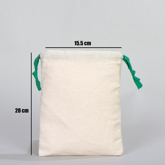 Bez Kese 15,5x20 cm - Renkli İp - Yeşil - istecanta.com