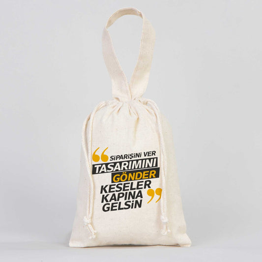 Bez Kese (15,5 x 20 cm) Tek Tutma Kısa Kulp (Özelleştirebilir) - istecanta.com