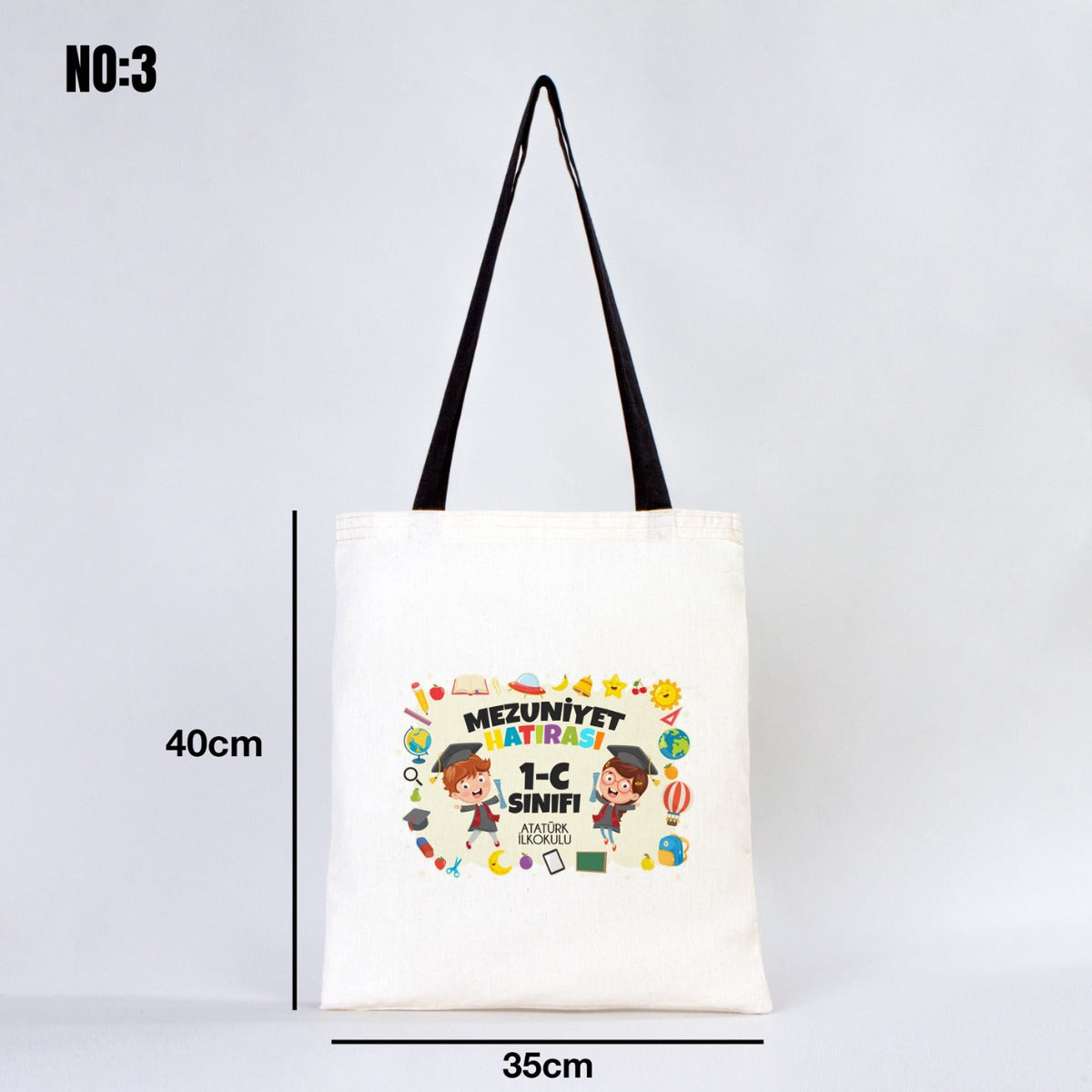 Karne Günü Hediyesi Ham Bez Çanta Renkli Kulp - 35x40 cm (Özelleştirilebilir) - istecanta.com