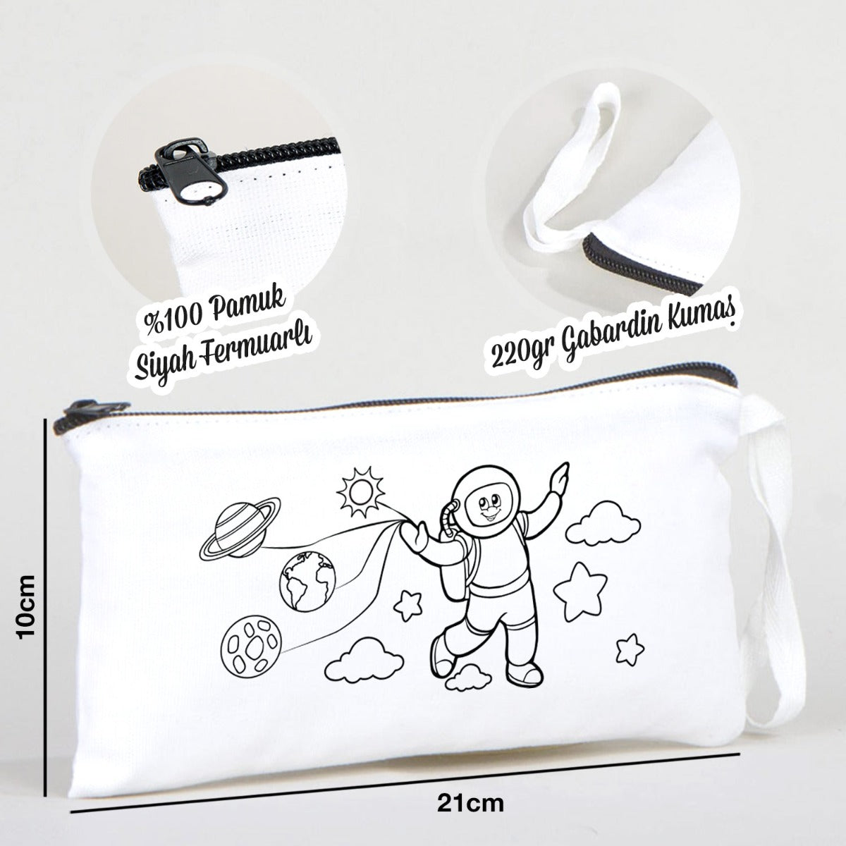Boyanabilir Bez Kalemlik - Astronot - istecanta.com