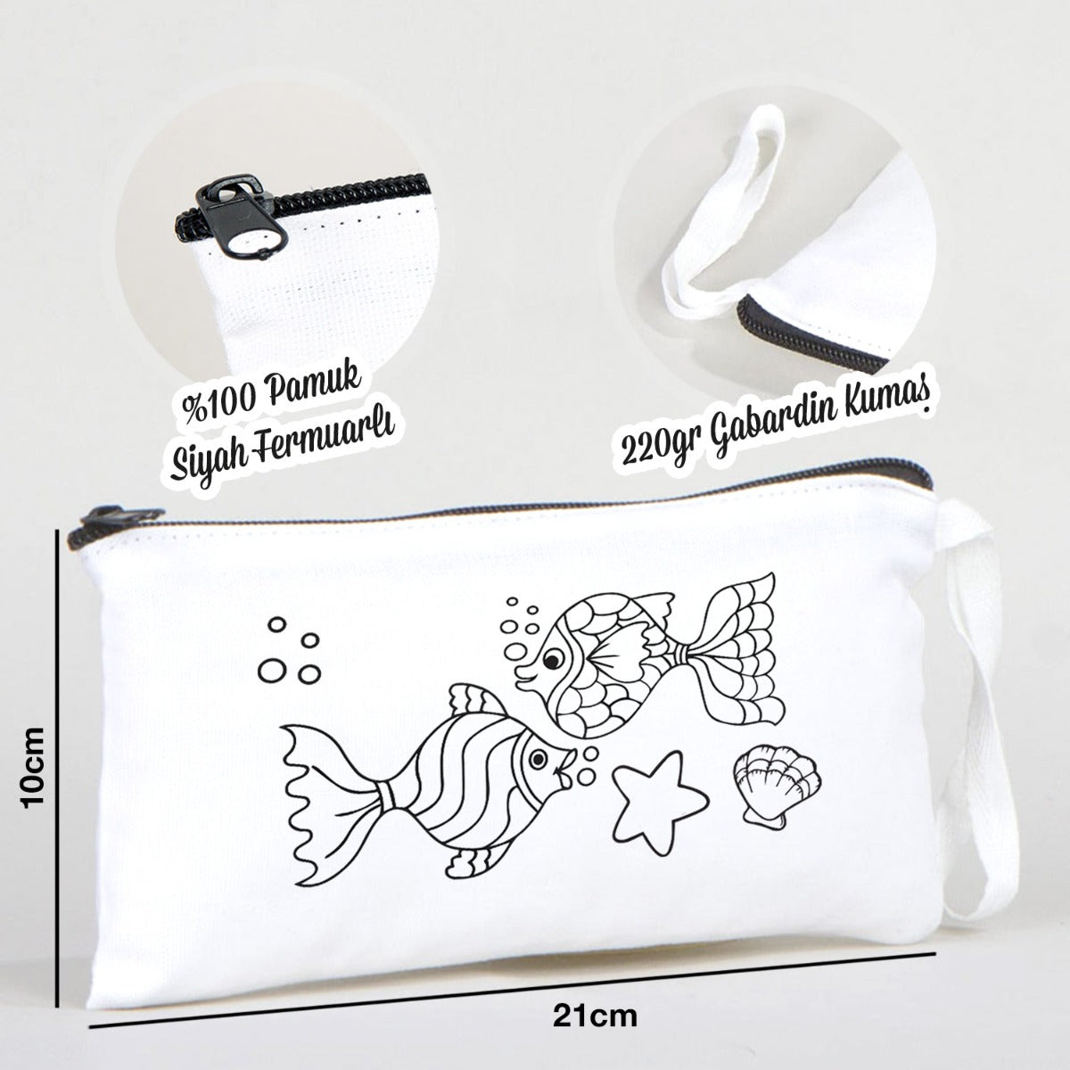 Boyanabilir Bez Kalemlik - Balıklar - istecanta.com