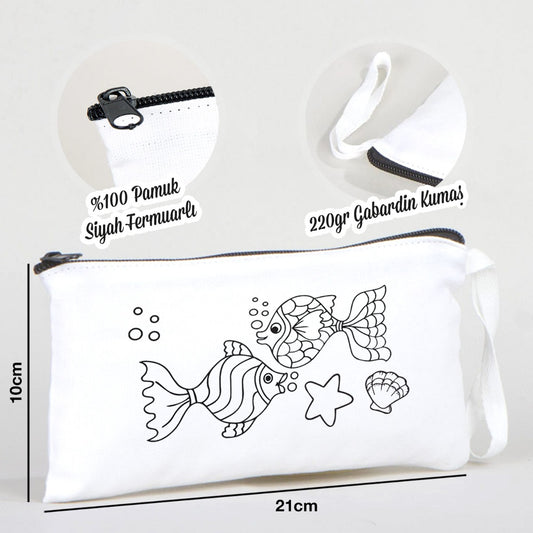 Boyanabilir Bez Kalemlik - Balıklar - istecanta.com
