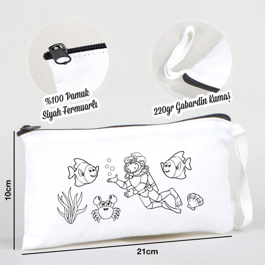 Boyanabilir Bez Kalemlik - Dalgıç Çocuk - istecanta.com