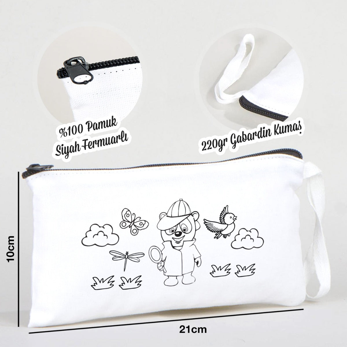 Boyanabilir Bez Kalemlik - Dedektif Ayıcık - istecanta.com