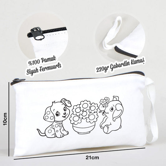 Boyanabilir Bez Kalemlik - Fil ve Köpek - istecanta.com