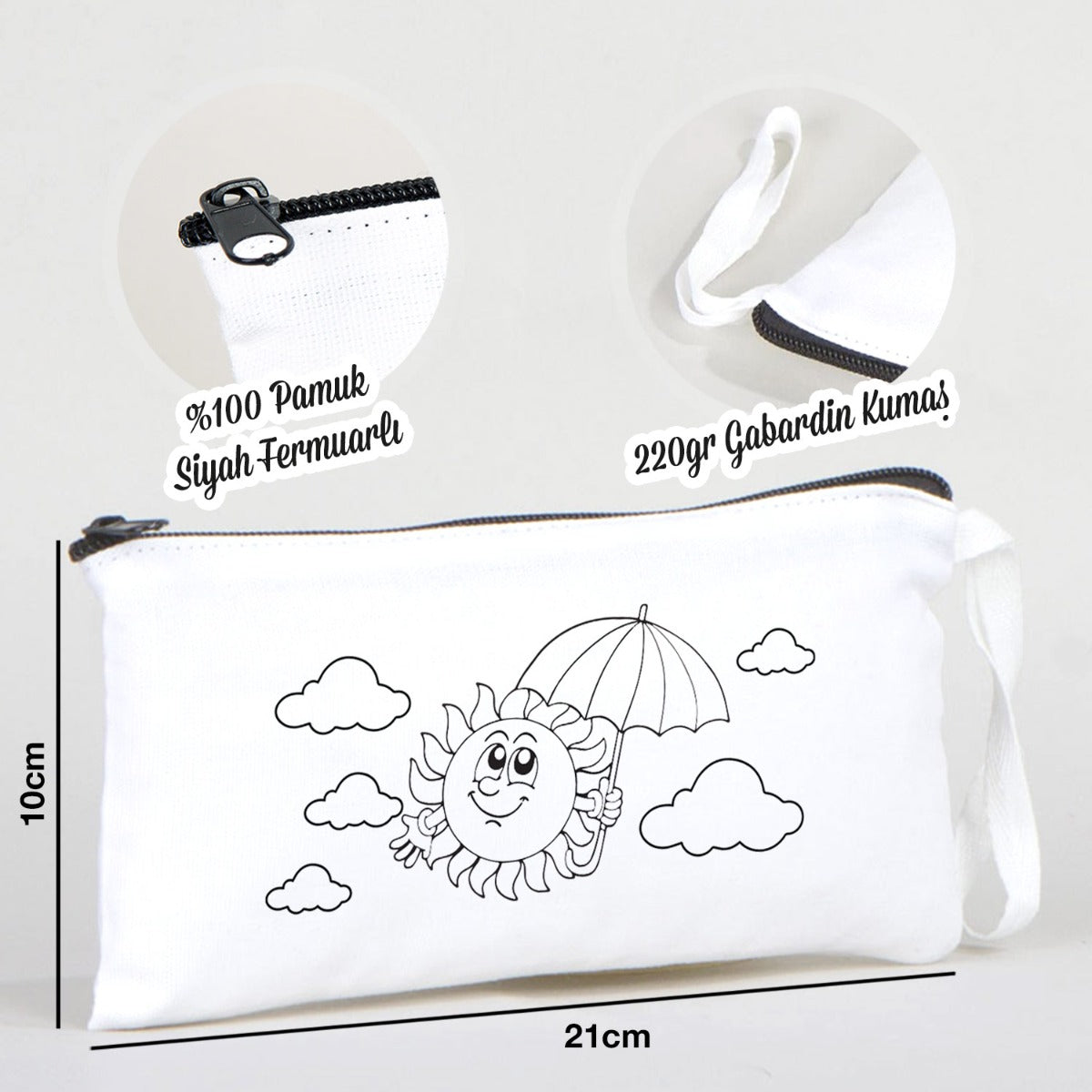 Boyanabilir Bez Kalemlik - Mutlu Güneş - istecanta.com