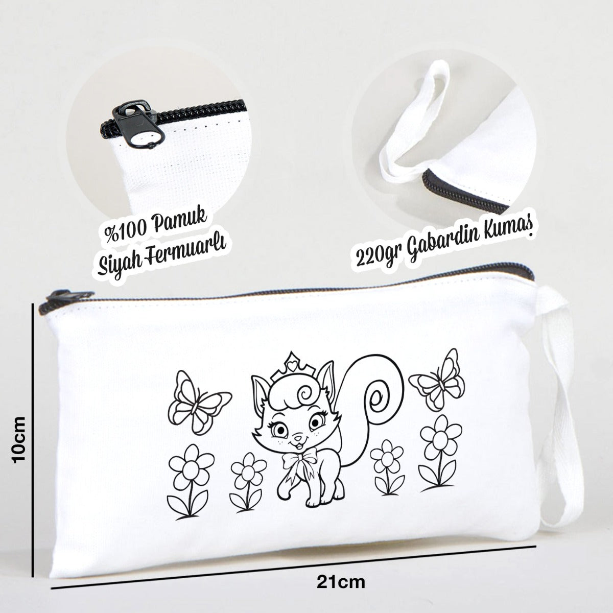 Boyanabilir Bez Kalemlik - Prenses Kedi - istecanta.com