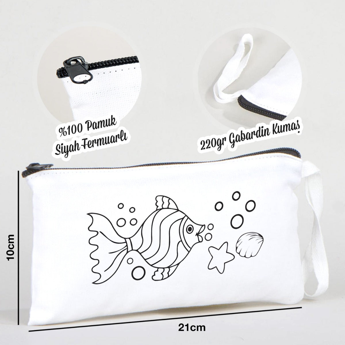 Boyanabilir Bez Kalemlik - Sevimli Balık - istecanta.com