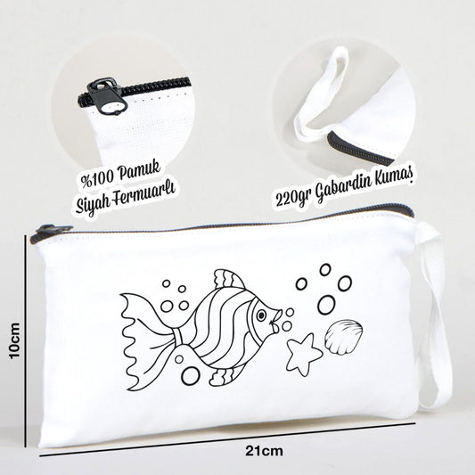 Boyanabilir Bez Kalemlik - Sevimli Balık - istecanta.com