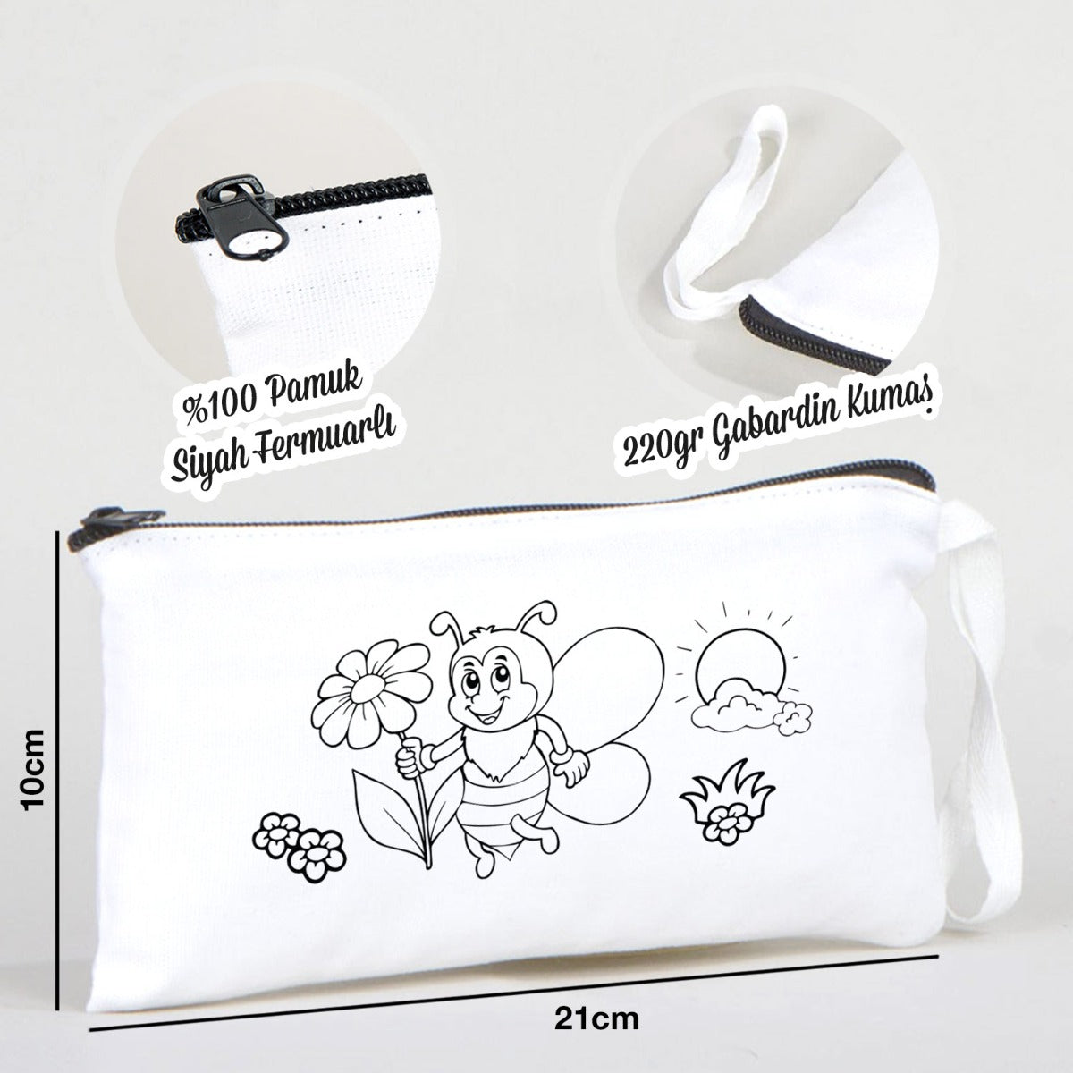 Boyanabilir Bez Kalemlik - Uğur Böceği - istecanta.com