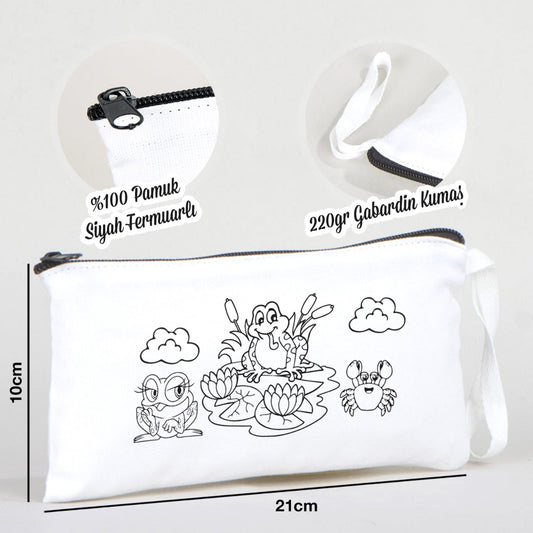 Boyanabilir Bez Kalemlik - Yaramaz Kurbağa - istecanta.com