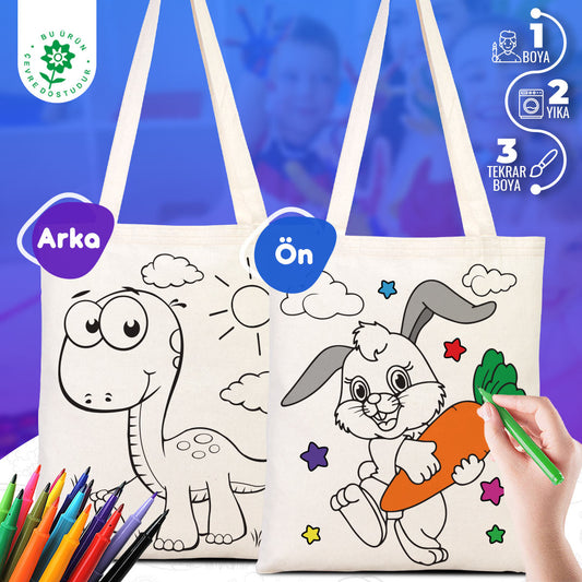 Bammerz Hambez Afacan Tavşan-Sevimli Dinozor Boyama Çanta 35x40cm - istecanta.com
