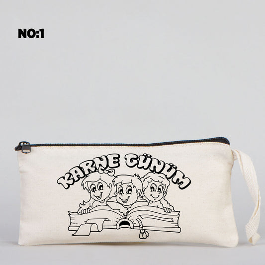 Karne Günü Boyanabilir Bez Kalemlik 21x10 cm - 3 Model (Özelleştirilebilir) - istecanta.com