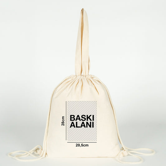 Çok Yönlü İp Büzgülü Bez Çanta, 35x40cm - Elde, Omuzda ve Sırtta (Özelleştirilebilir) - istecanta.com