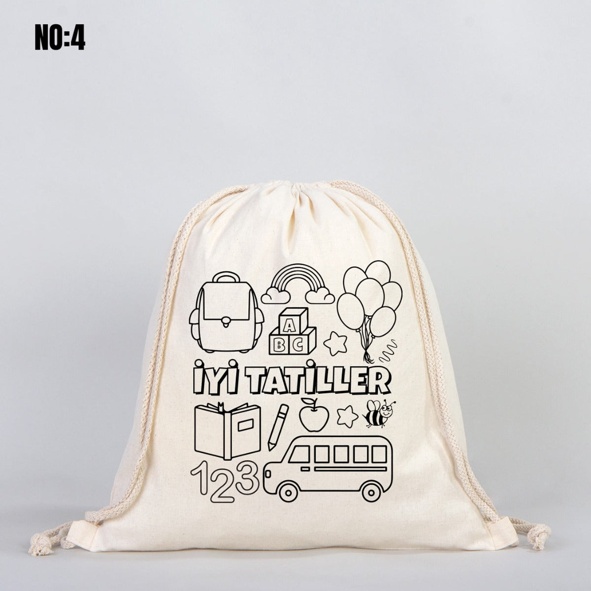 Karne Günü Boyanabilir Büzgülü Bez Çanta - 35x40 cm (Özelleştirilebilir) - istecanta.com