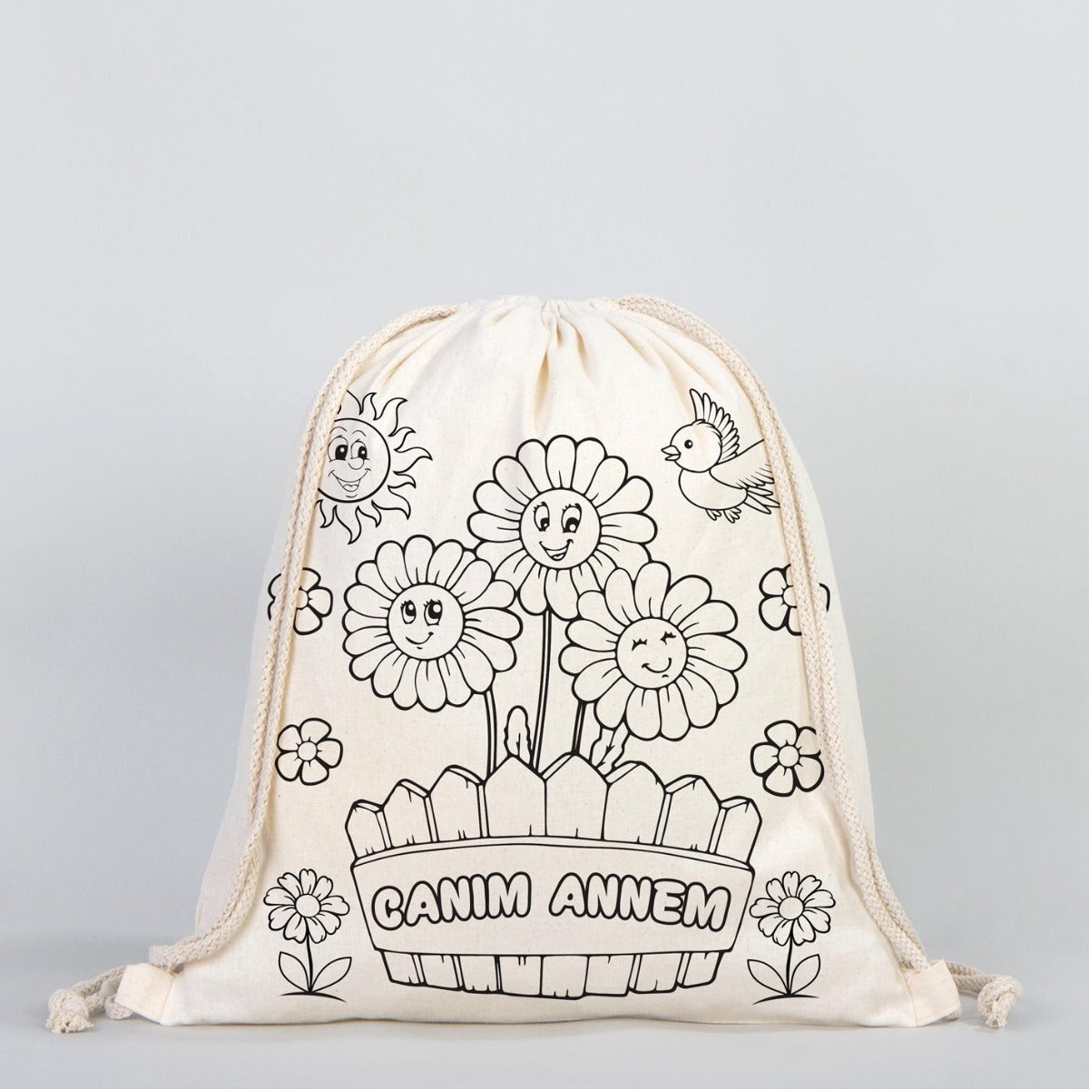 Canım Annem Boyanabilir Büzgülü Bez Çanta - 35x40cm - istecanta.com